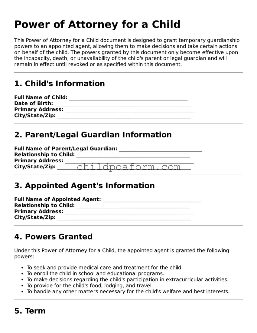Attorney-Approved Power of Attorney for a Child Document